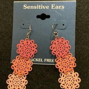 Pink and Orange Dangle Earrings